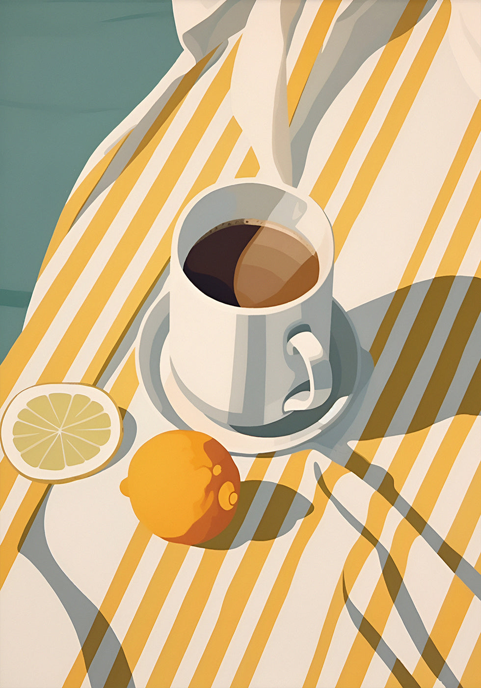 Morning Coffee & Lemons, Minimalist Summer Poster - Posterbox.dk