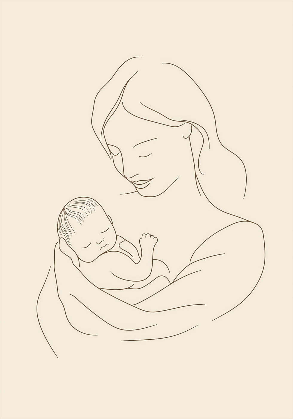 Mother and Baby Line Drawing Poster - Posterbox.dk