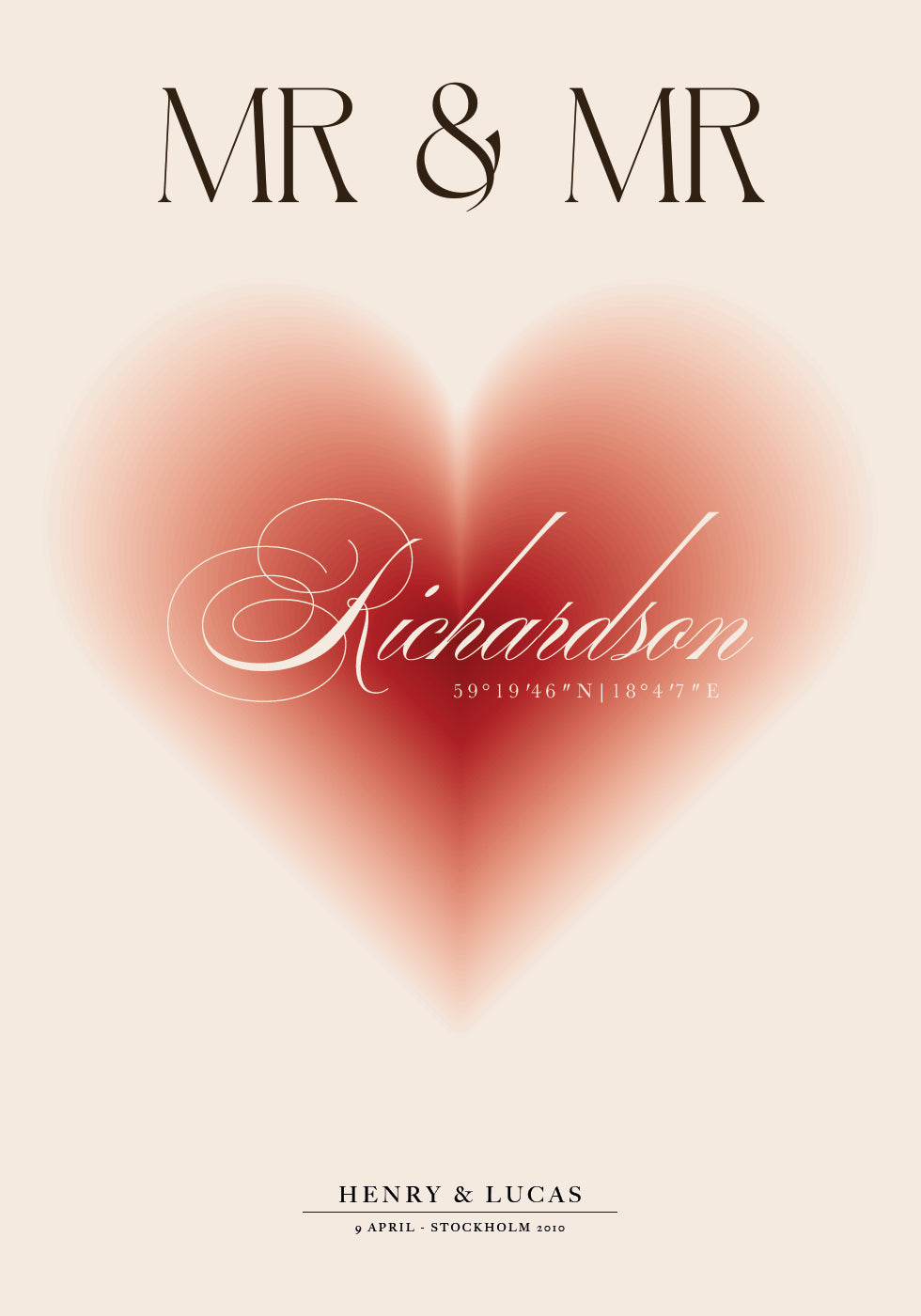 Mr & Mr Personalized Wedding Poster - Posterbox.dk