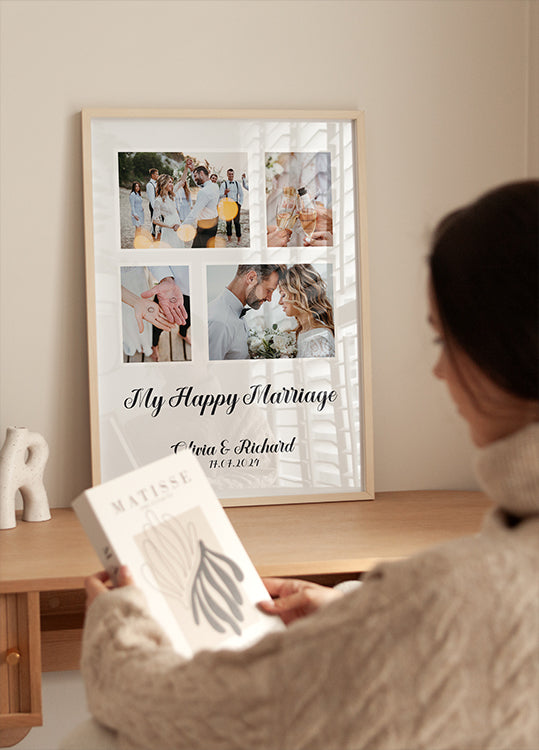 My Happy Marriage, Personalized Wedding Photo Collage Poster - Posterbox.dk