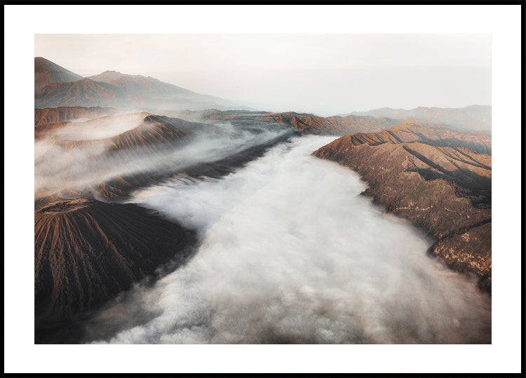 Mystical Gunung Bromo: A Serene Volcano in the Mist Poster - Posterbox.dk