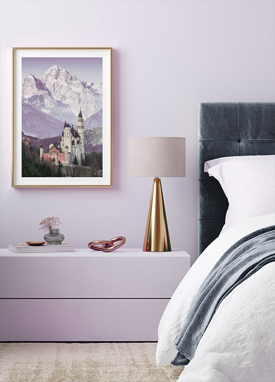 Neuschwanstein Castle and Alpine Mountains Poster - Posterbox.dk