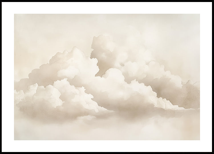Neutral Cloudscape Watercolor Poster - Posterbox.dk