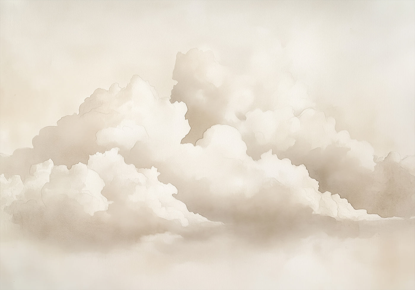 Neutral Cloudscape Watercolor Poster - Posterbox.dk