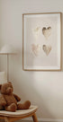 Neutral Watercolor Hearts, Beige Tones, Kids Poster - Posterbox.dk