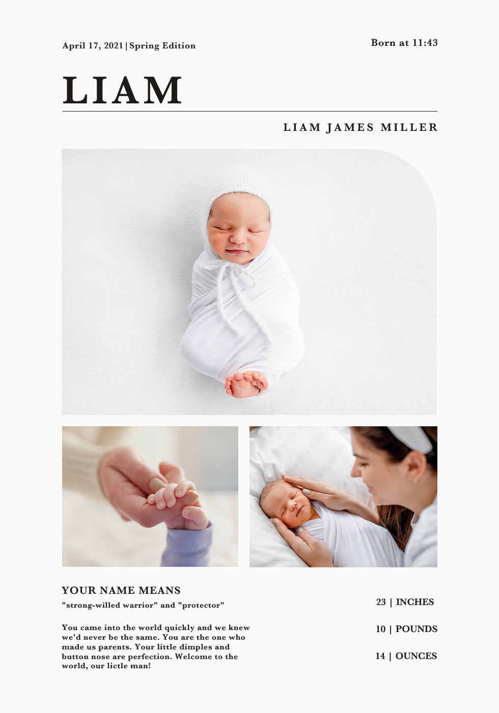 Newborn Birth Announcement Poster - Posterbox.dk
