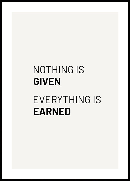Nothing Is Given Poster - Posterbox.dk