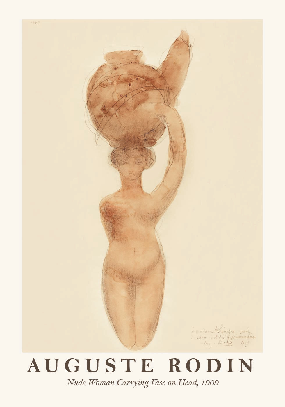 Nude Woman Carrying Vase on Head Poster - Posterbox.dk
