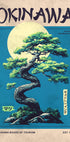 Okinawa Spirit, Stylized Pine Tree and Moon Poster - Posterbox.dk