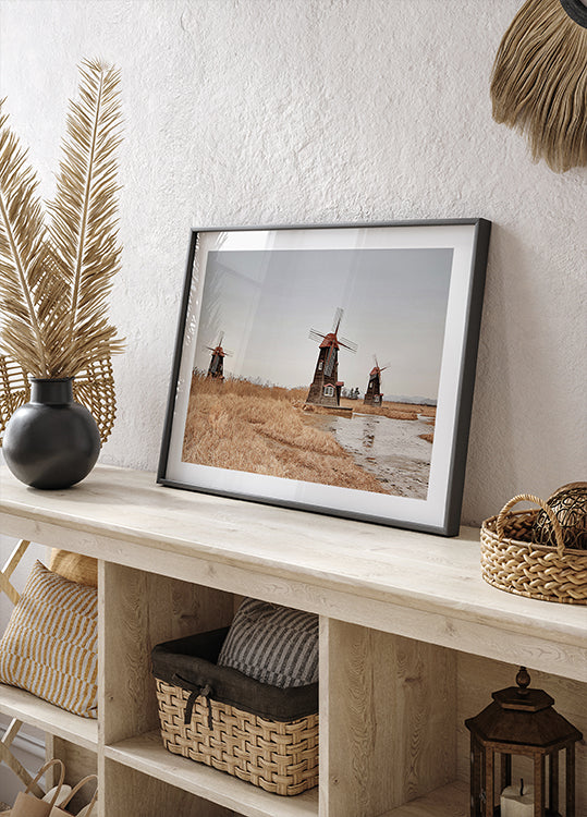 Old Windmills in the Countryside Poster - Posterbox.dk