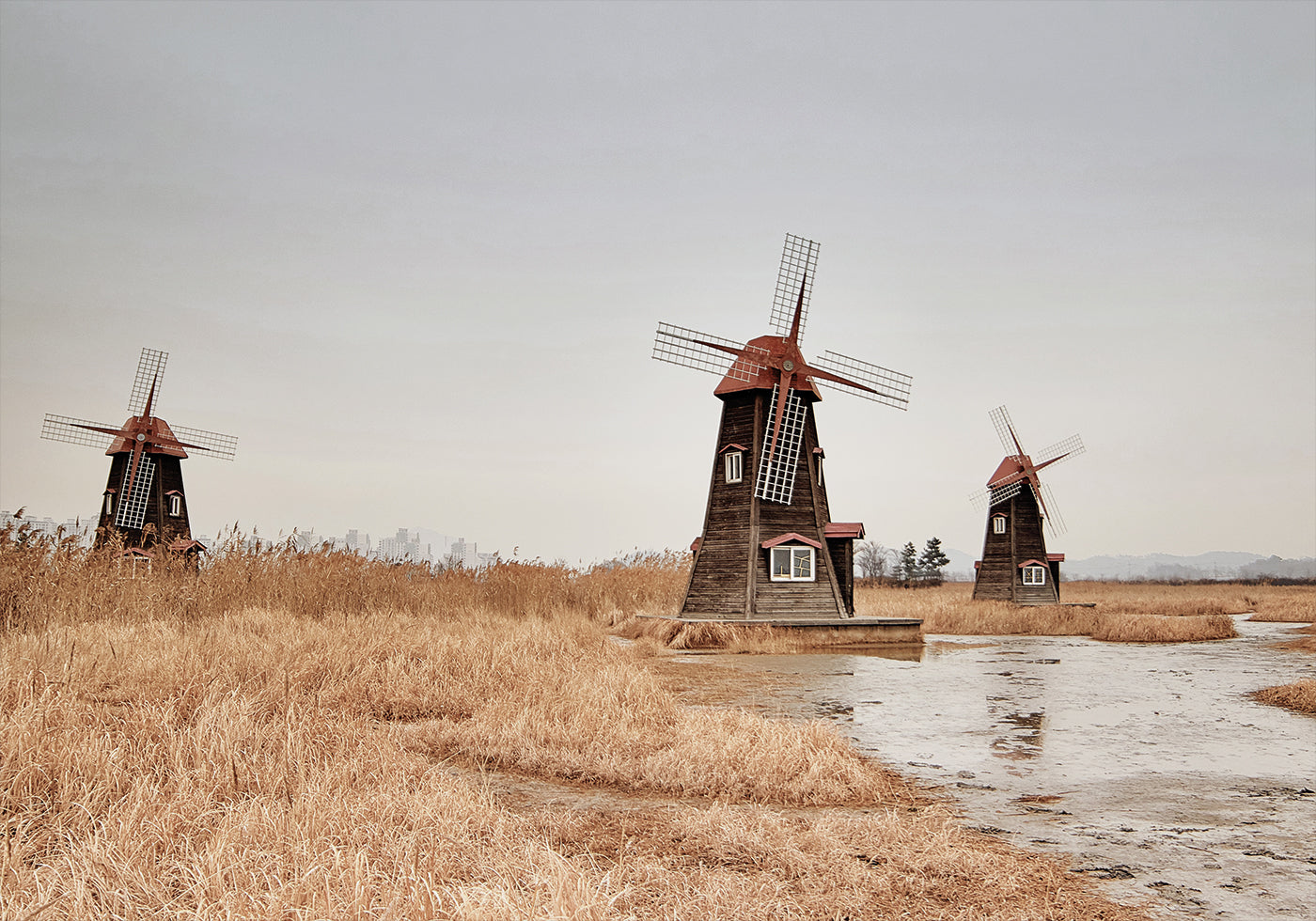 Old Windmills in the Countryside Poster - Posterbox.dk