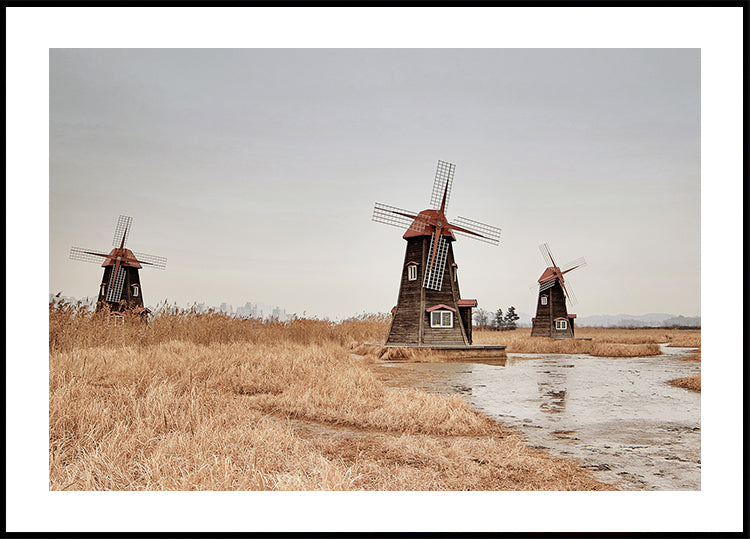 Old Windmills in the Countryside Poster - Posterbox.dk