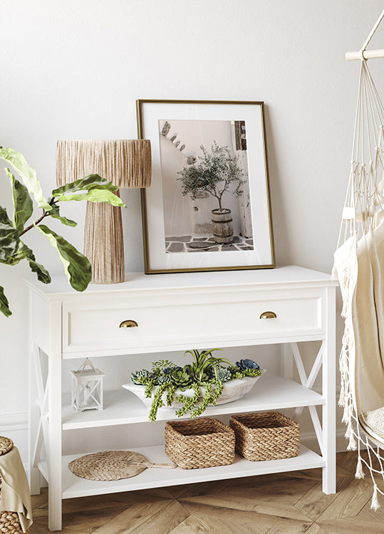 Olive Tree in Wooden Barrel Poster - Posterbox.dk