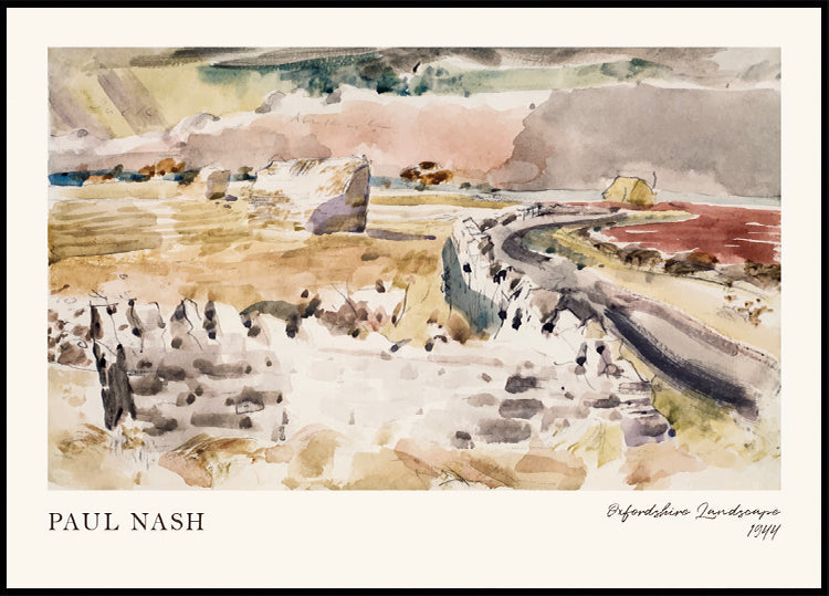 Oxfordshire Landscape Paul Nash British Watercolor Painting Poster - Posterbox.dk