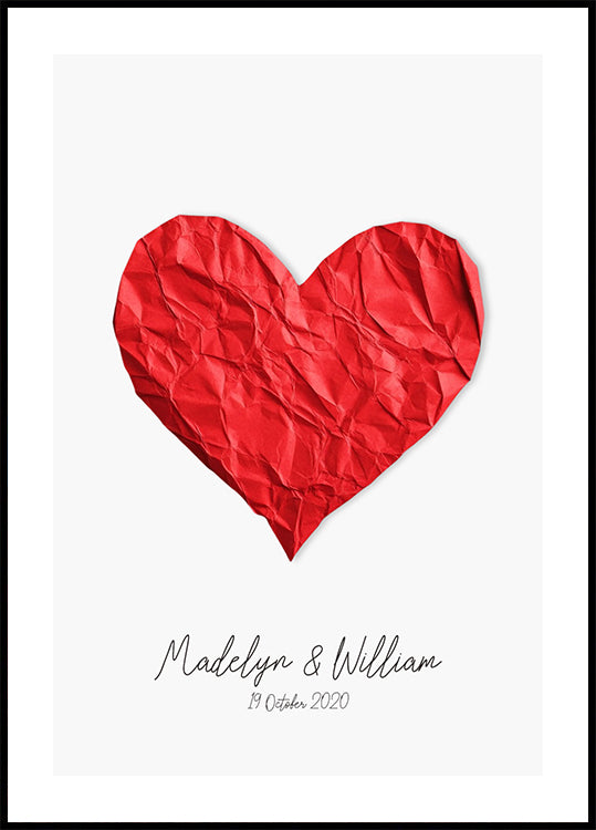 Paper Heart Personalized Poster - Posterbox.dk