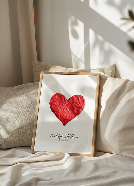Paper Heart Personalized Poster - Posterbox.dk