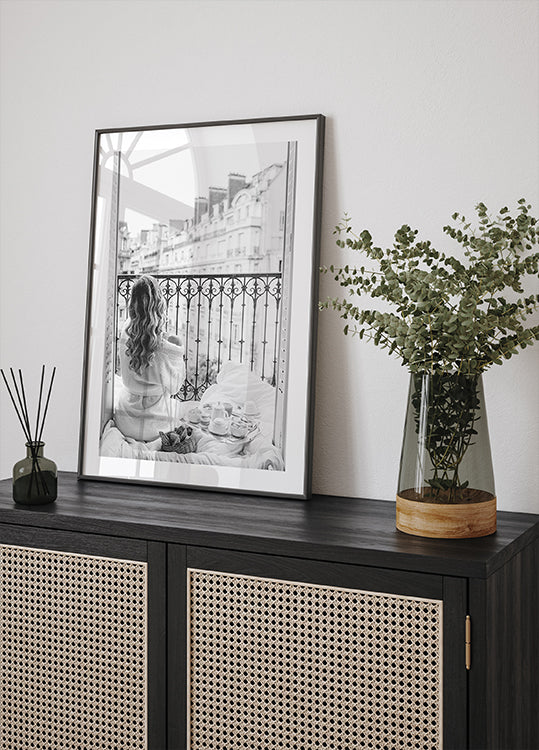 Paris Breakfast B&W Poster - Posterbox.dk