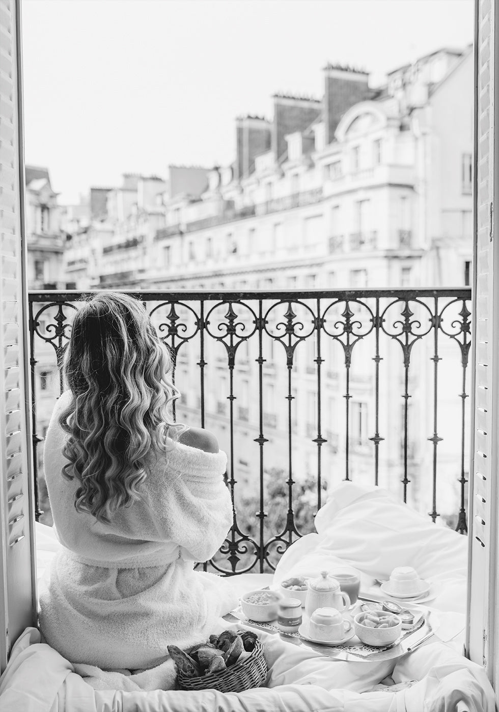 Paris Breakfast B&W Poster - Posterbox.dk