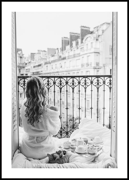 Paris Breakfast B&W Poster - Posterbox.dk