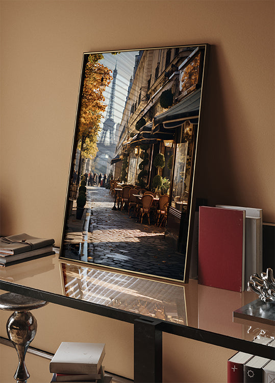 Parisian Street Café in Autumn Poster - Posterbox.dk