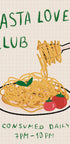 Pasta Lover Club, Hand-drawn Spaghetti Dinner Poster - Posterbox.dk