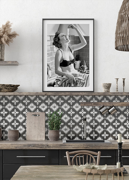 Pasta Lover in Black & White Poster - Posterbox.dk