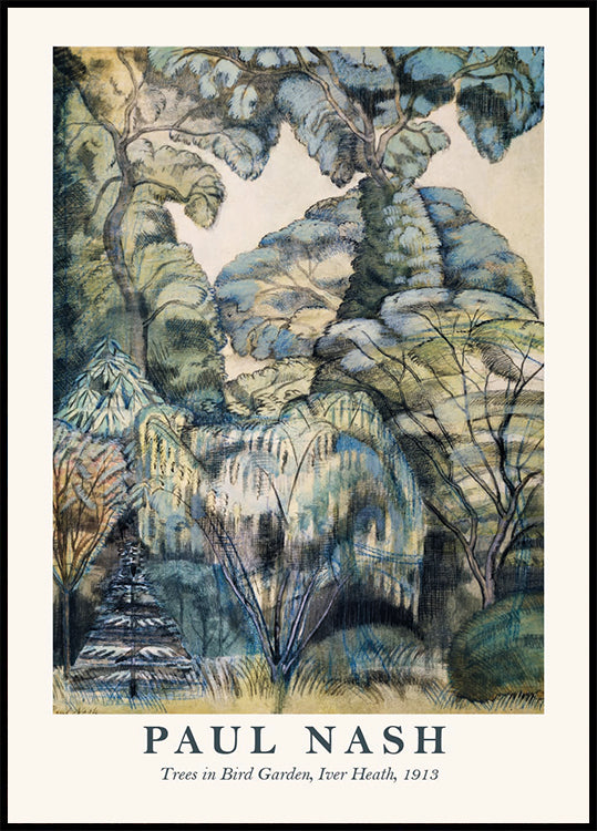 Paul Nash, Trees in Bird Garden Poster - Posterbox.dk