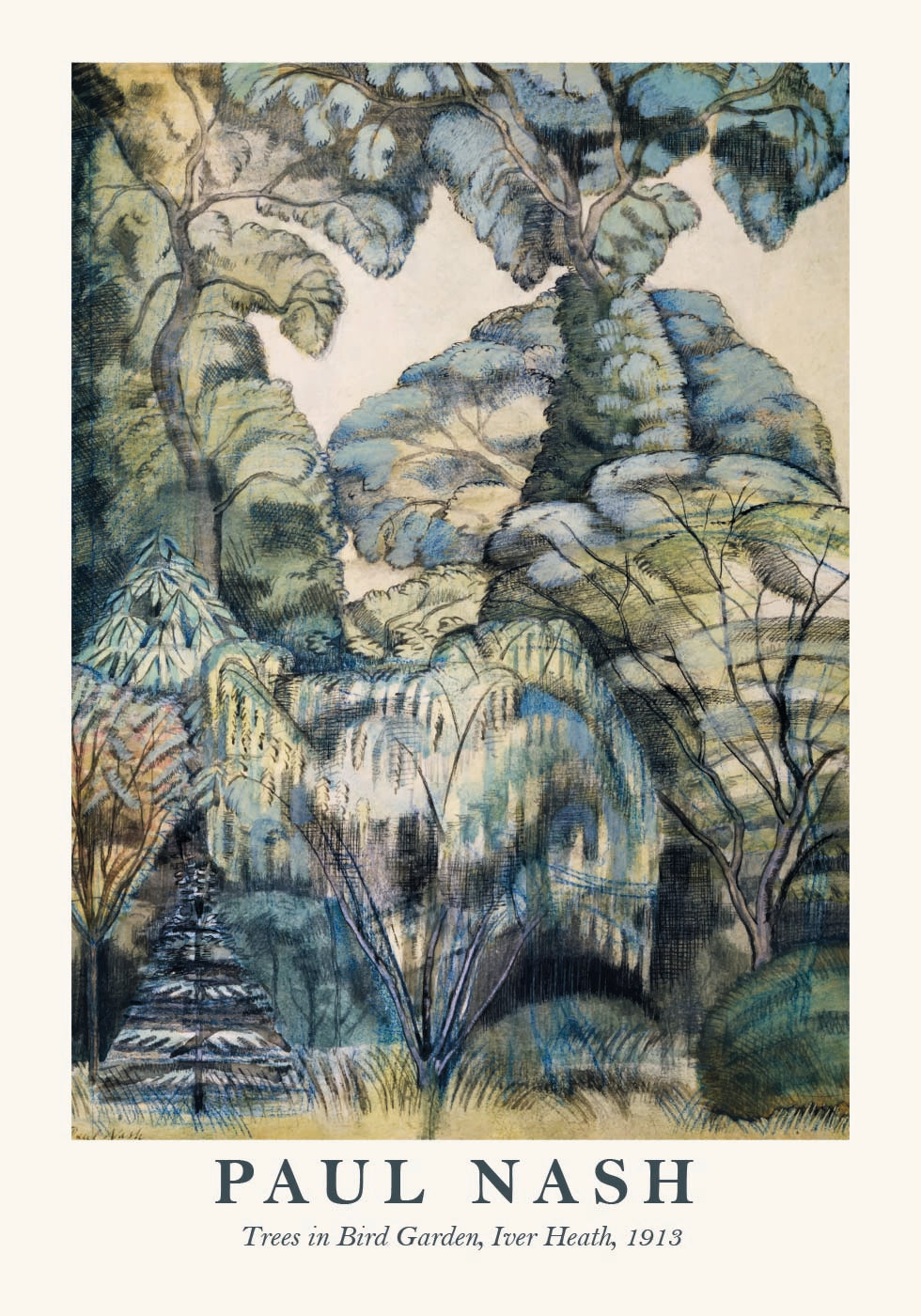 Paul Nash, Trees in Bird Garden Poster - Posterbox.dk