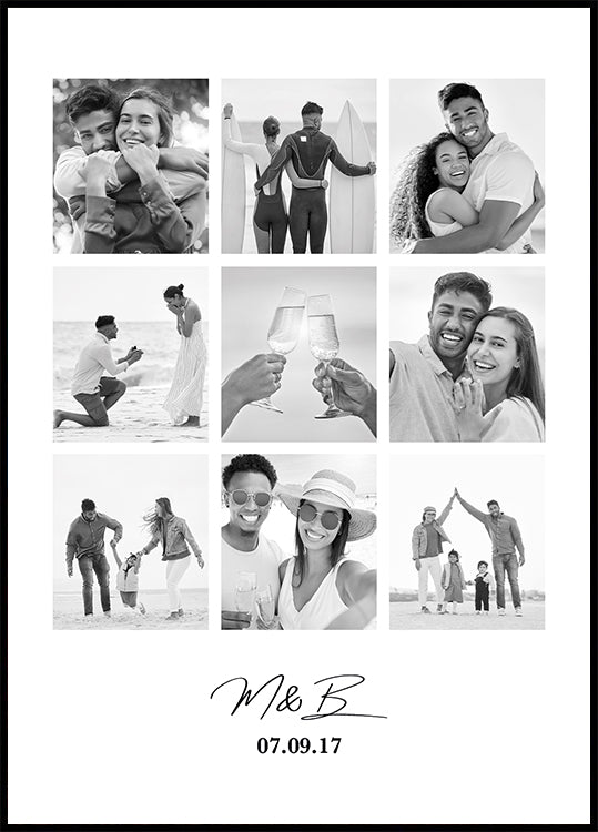 Personalized Couple Photo Collage Poster - Posterbox.dk