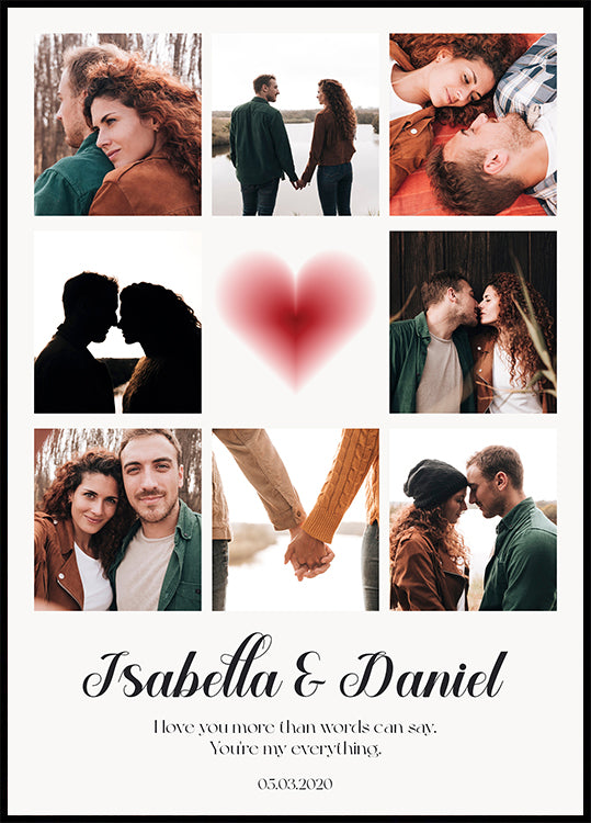 Personalized Couple Photo Collage Poster - Posterbox.dk