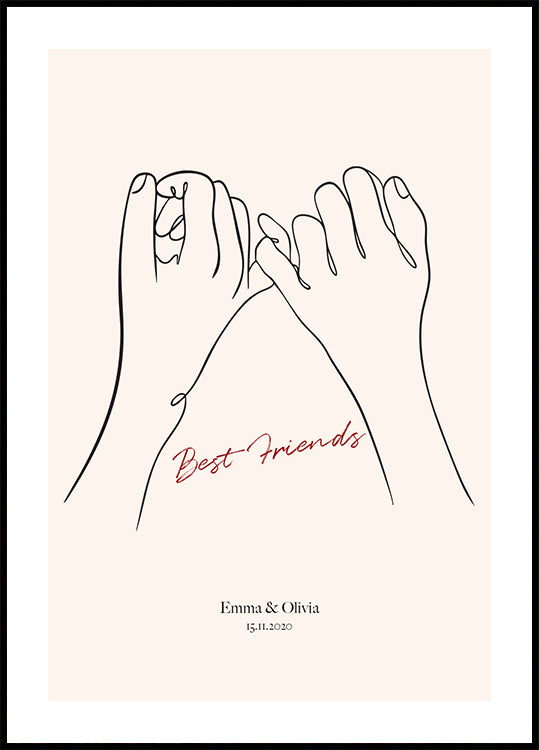 Personalized Friendship Line Art Poster - Posterbox.dk