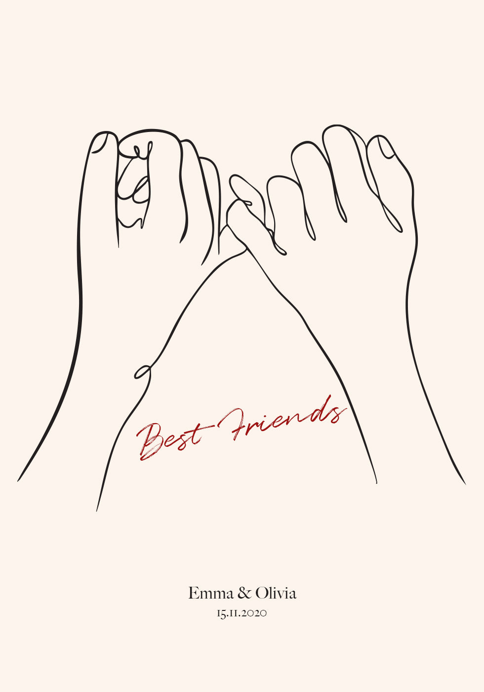 Personalized Friendship Line Art Poster - Posterbox.dk