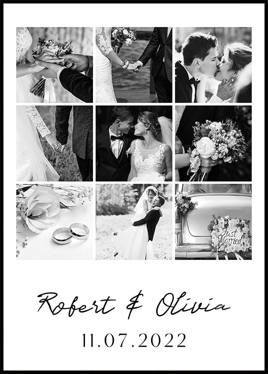 Personalized Wedding Photo Collage Poster - Posterbox.dk