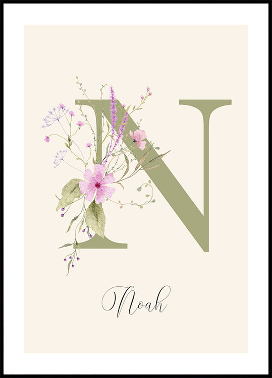 Personalized Wildflower Name Poster - Posterbox.dk