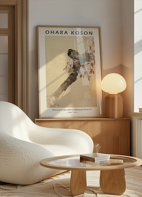 Pheasant on Cherry Blossom Branch, Japanese Woodblock By Ohara Koson Poster - Posterbox.dk