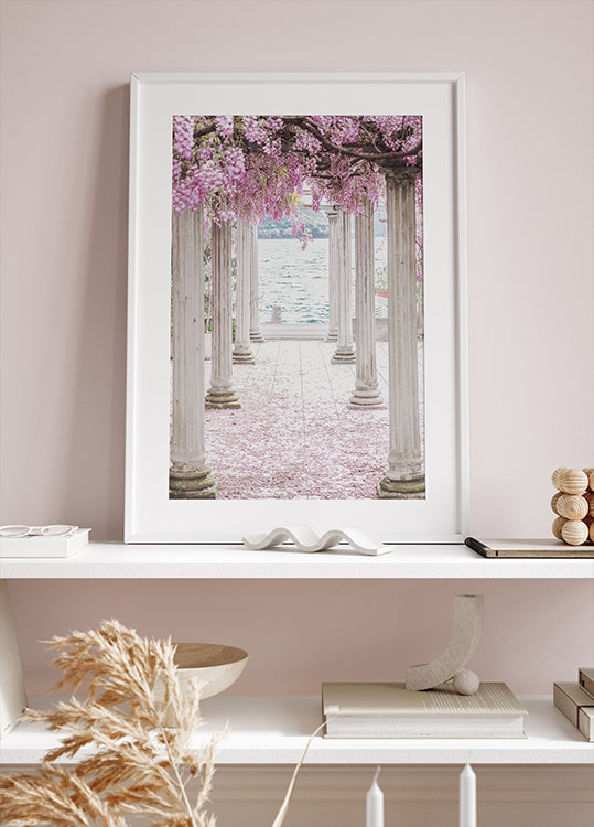 Pillars and Wisteria Flowers Poster - Posterbox.dk