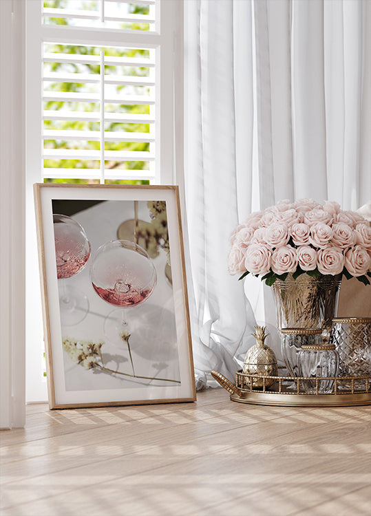 Pink Champagne Celebration Poster - Posterbox.dk