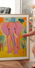 Pink Elephant In Colorful Jungle Poster - Posterbox.dk