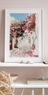 Pink Flower Trees in a Picturesque Alley Poster - Posterbox.dk