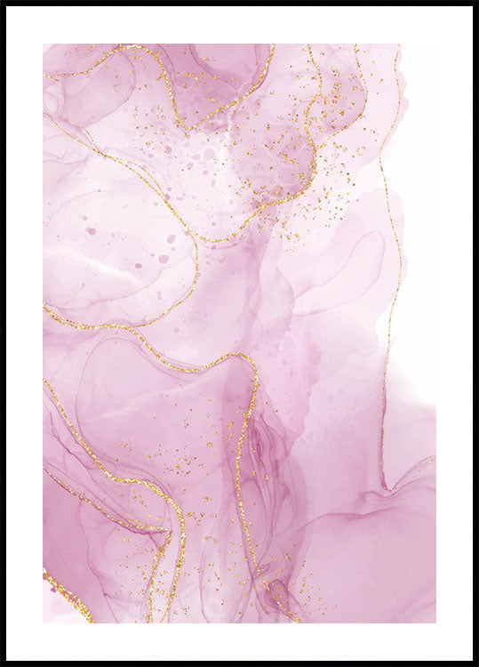 Pink Marble With Gold Poster - Posterbox.dk