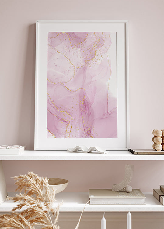 Pink Marble With Gold Poster - Posterbox.dk