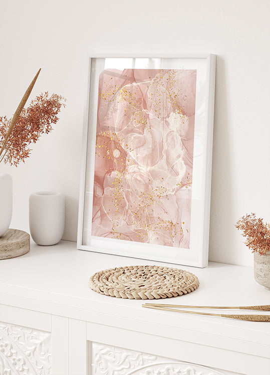 Pink Marble with Gold Poster - Posterbox.dk