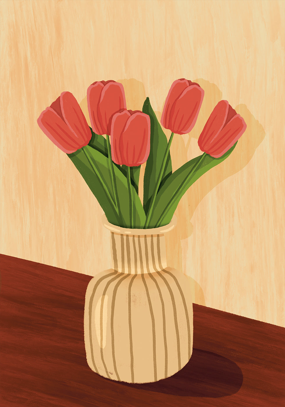 Pink Tulips in Vase Poster - Posterbox.dk