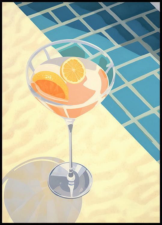 Poolside Citrus Cocktail, summer drink Poster - Posterbox.dk