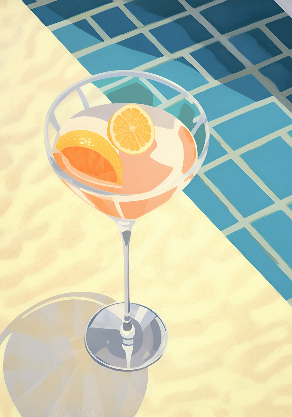 Poolside Citrus Cocktail, summer drink Poster - Posterbox.dk
