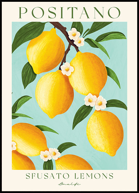 Positano Lemons, Amalfi Coast Citrus Poster - Posterbox.dk