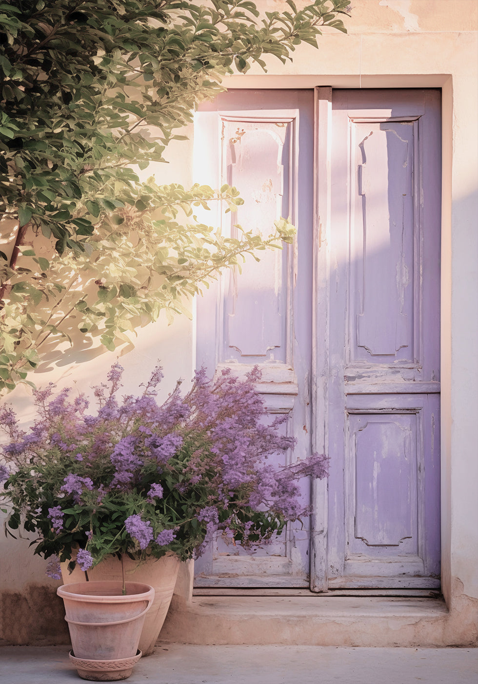 Purple Door with Flowers Poster - Posterbox.dk