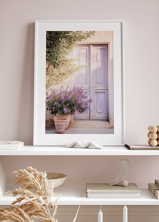 Purple Door with Flowers Poster - Posterbox.dk
