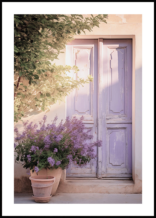 Purple Door with Flowers Poster - Posterbox.dk