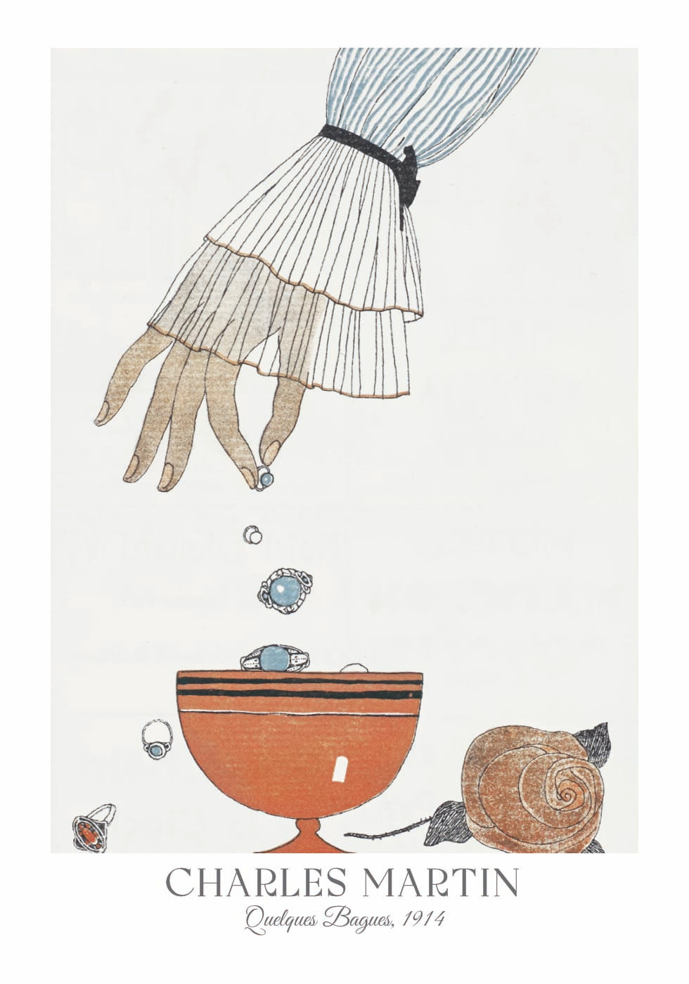Quelques Bagues, Jewelry Illustration Charles Martin Poster - Posterbox.dk
